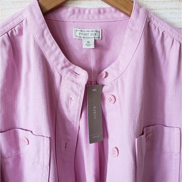 Point Sur/J. Crew Cotton Blend Twill Button Front Long Sleeve Shacket Pink - Picture 4 of 9